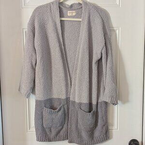 Thread & Supply Cozy Boucle Cardigan Gray Open Front Lounge Sweater